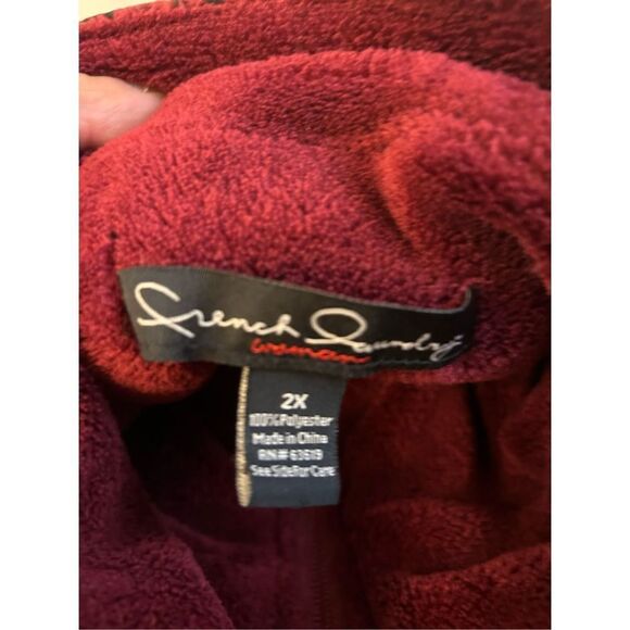 French Laundry vest 2x red black houndstooth plush fleece rn#63619 - Picture 6 of 6